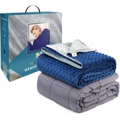 Wholesale - 20lbs QUEEN SIZE DARK GRAY WEIGHTED BLANKET WITH NAVY/GRAY DUVET C/P 1, UPC: 853924008139